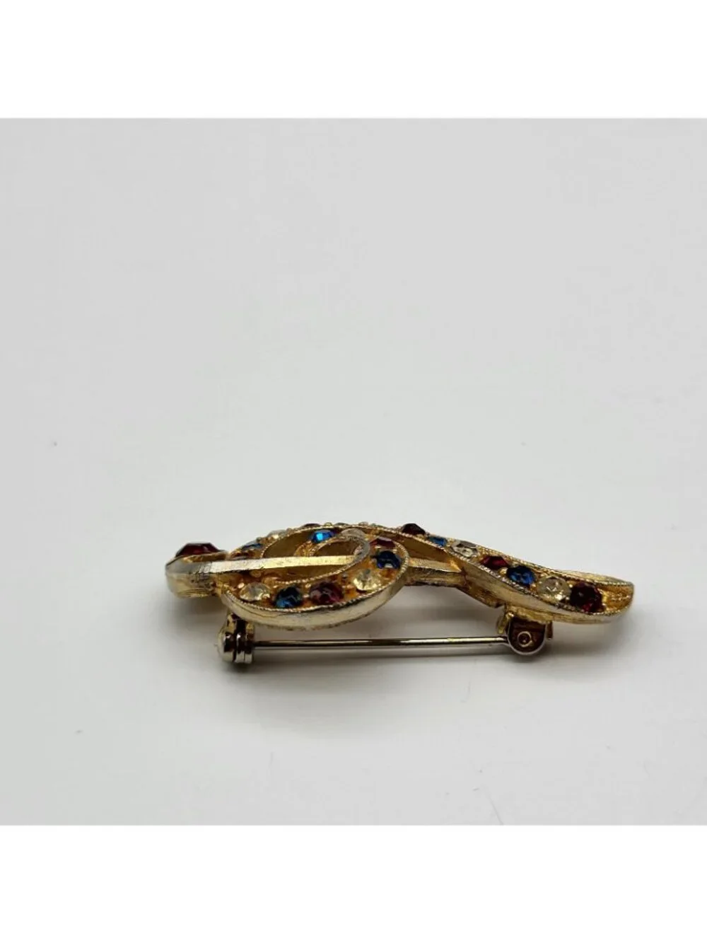 Rafaelian Vintage Signed Rhinestone Music Note Brooch Pin